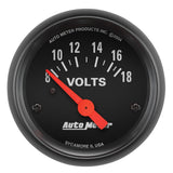AutoMeter 2645 FITS 2645 - Autometer Z-Series 52mm 8-18 Volts Volmeter Gauge