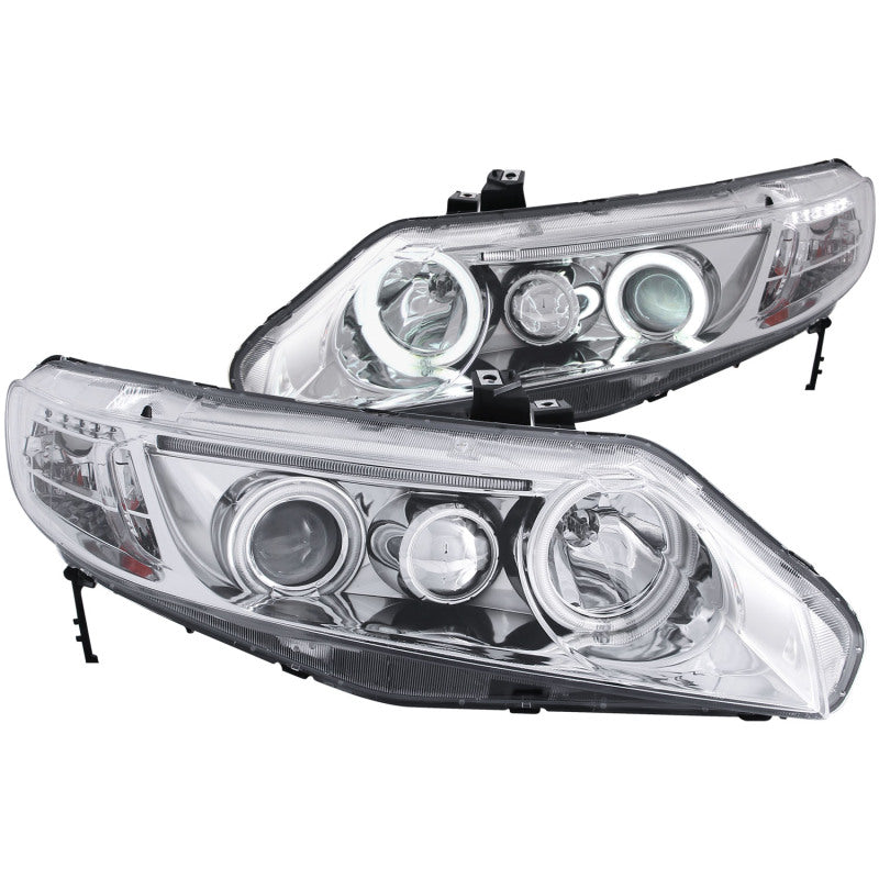 ANZO - [product_sku] - ANZO 2006-2011 Honda Civic Projector Headlights w/ Halo Chrome (CCFL) - Fastmodz