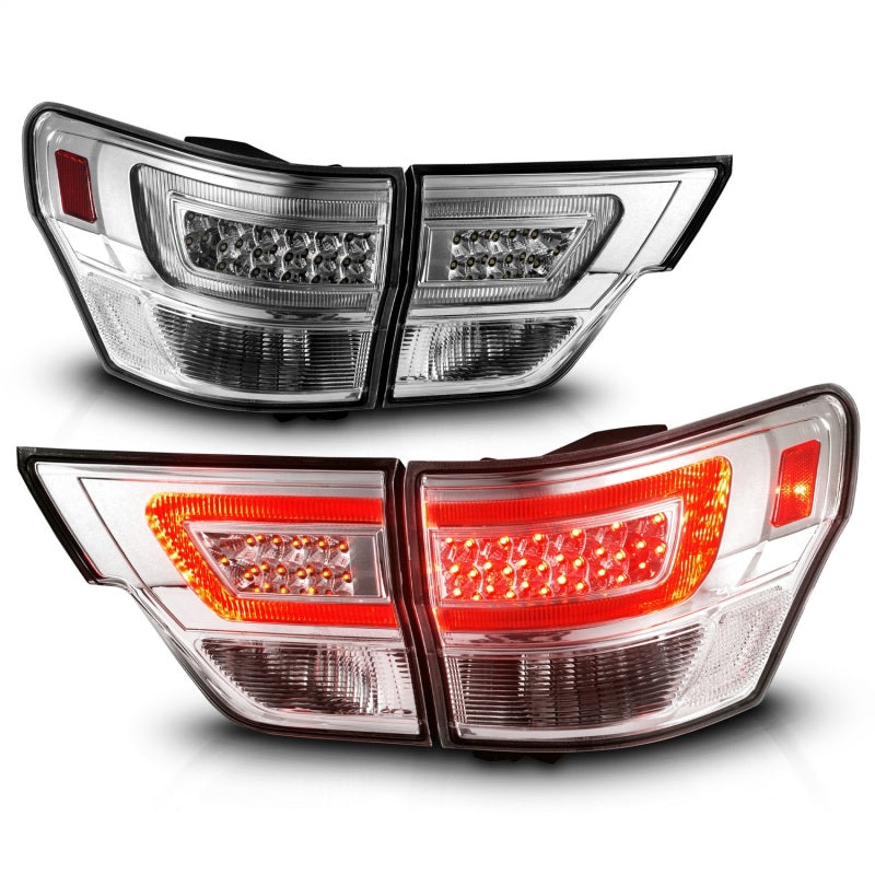 ANZO 311441 FITS 11-13 Jeep Grand Cherokee LED Taillights w/ Lightbar Chrome Housing/Clear Lens 4pcs