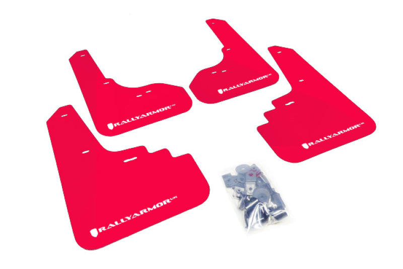 Rally Armor MF4-UR-RD/WH FITS: 2005-2009 Legacy GT and Outback UR Red Mud Flap w/ White Logo