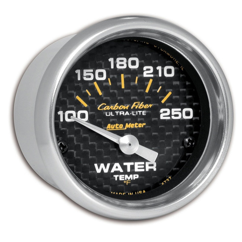 AutoMeter 4737 - Autometer Carbon Fiber 52mm 100-250 Deg F Electronic Water Temp Gauge