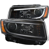 ANZO 111329 FITS: 2014-2015 Jeep Grand Cherokee Projector Headlights w/ Plank Style Design Black