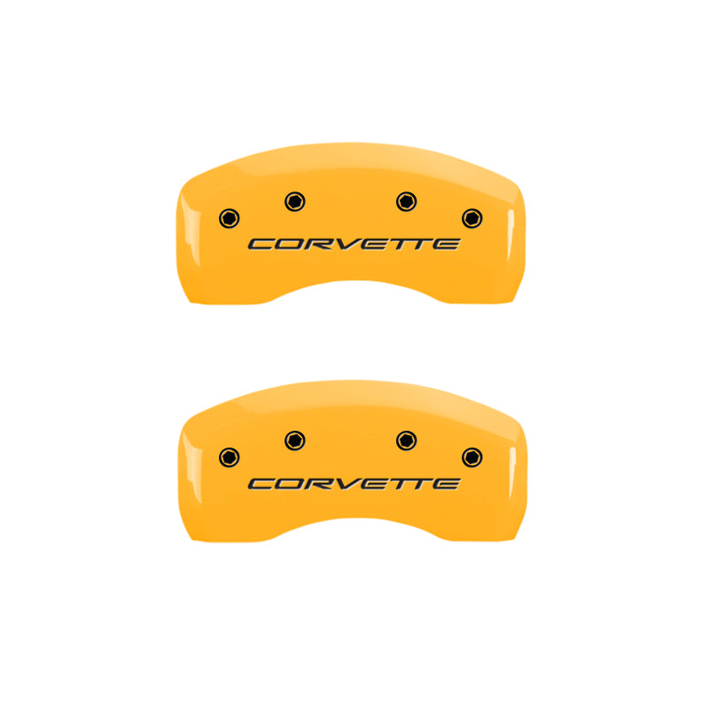 MGP 13007SCV5YL - 4 Caliper Covers Engraved Front & Rear C5/Corvette Yellow finish black ch