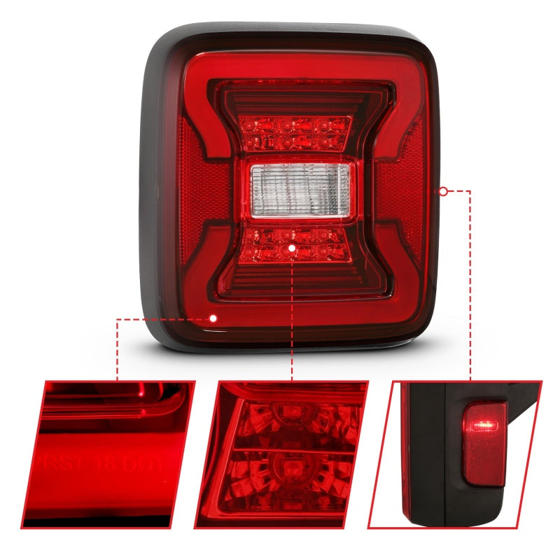 ANZO 311295 FITS 18-19 Jeep Wrangler JL LED Taillights Black