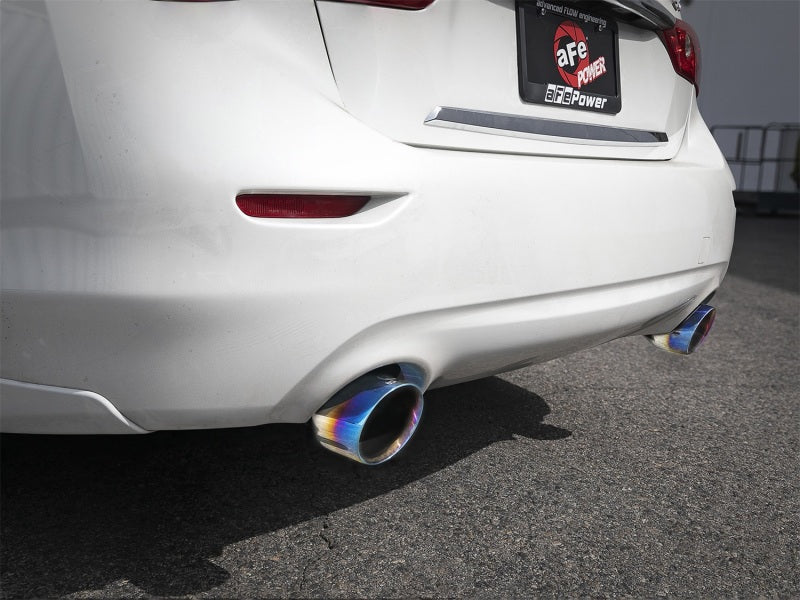 aFe Takeda 2.5in 304 SS Axle-Back Exhaust w/ Blue Flame Tips 16-18 Infiniti Q50 V6-3.0L (tt)