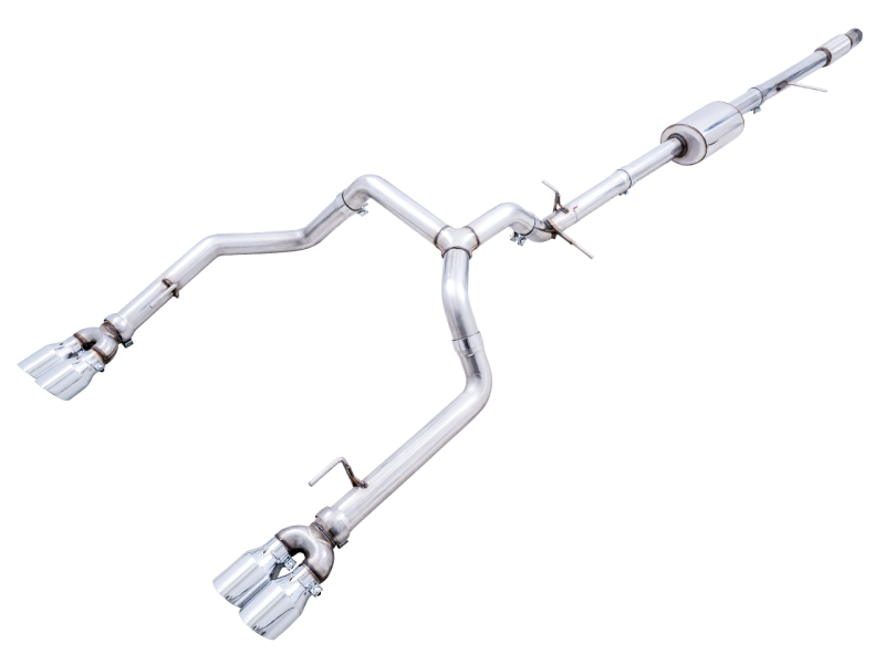 AWE Tuning 3015-42201 FITS 4th Gen GM 1500 5.3L 0FG Catback Split Rear Exit (w/ Bumper Cutouts) - Quad Chrome Tips