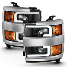 Load image into Gallery viewer, ANZO - [product_sku] - ANZO 2015-2016 Chevrolet Silverado Projector Headlights w/ Plank Style Design Black w/ Amber - Fastmodz