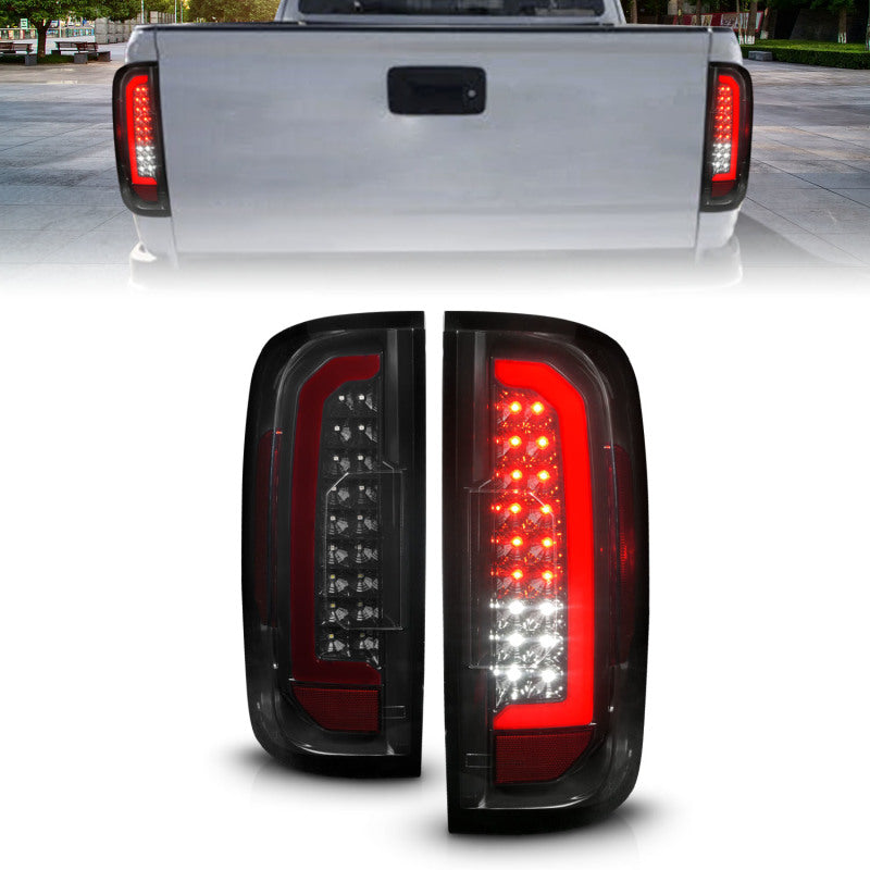 ANZO 311433 FITS 311433 FITS 15-21 Chevrolet Colorado Full LED Tail Lights w/ Red Lightbar Black Housing Smoke Lens