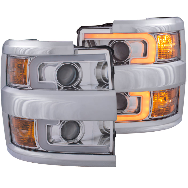 ANZO - [product_sku] - ANZO Projector Headlights 15-17 Chevrolet Silverado 2500HD / 3500HD Chrome w/ Chrome Rim - Fastmodz