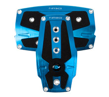 Load image into Gallery viewer, NRG Brushed Aluminum Sport Pedal A/T - Blue w/Black Rubber Inserts - free shipping - Fastmodz