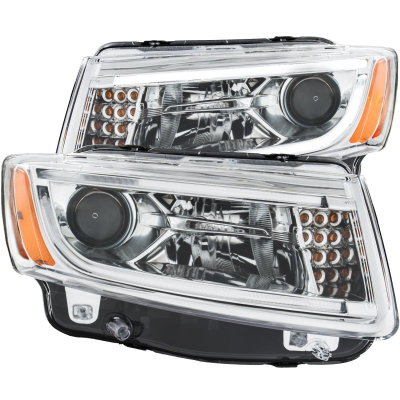 ANZO 111328 FITS: 2014-2015 Jeep Grand Cherokee Projector Headlights w/ Plank Style Design Chrome