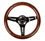 NRG ST-310BRB-BK - Classic Wood Grain Steering Wheel (310mm) Dark Wood & Black Line Inlay w/Blk Chrome 3-Spoke Ctr.