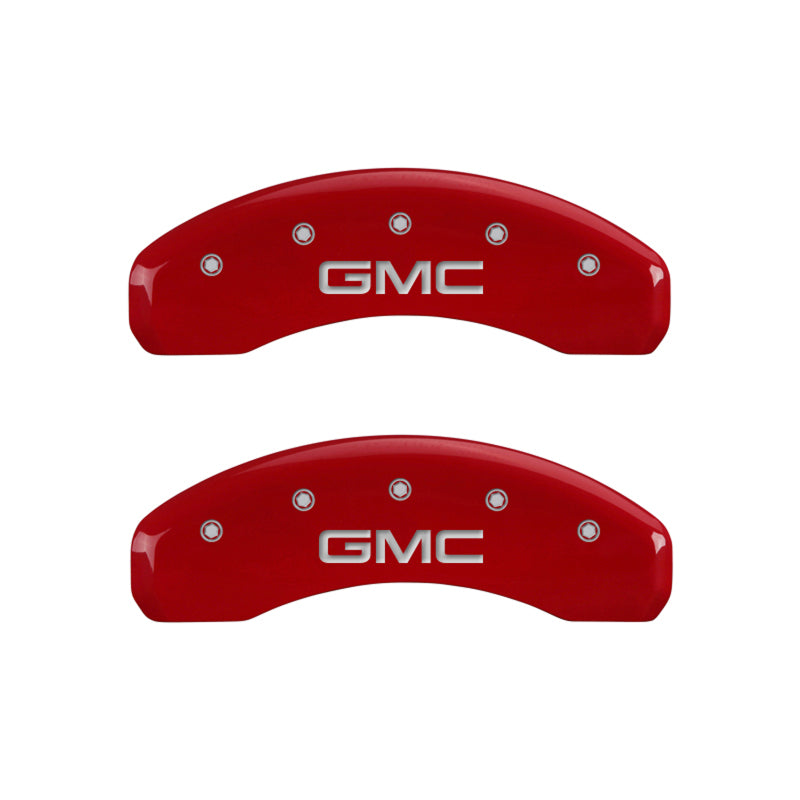 MGP 34015SGMCRD - 4 Caliper Covers Engraved Front & Rear GMC Red finish silver ch