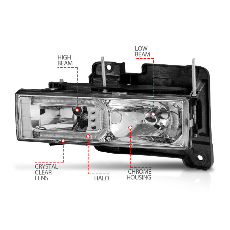 ANZO 111499 FITS 1999-2000 Cadillac Escalade Crystal Headlights