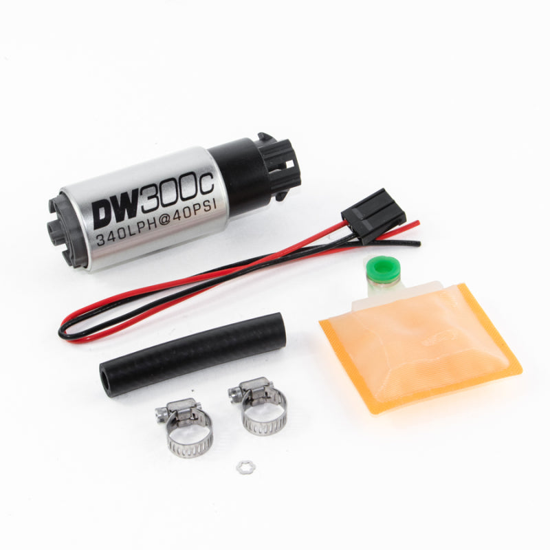 DeatschWerks 9-309-1000 - 340lph DW300C Compact Fuel Pump w/ Universal Install Kit (w/ Mounting Clips)