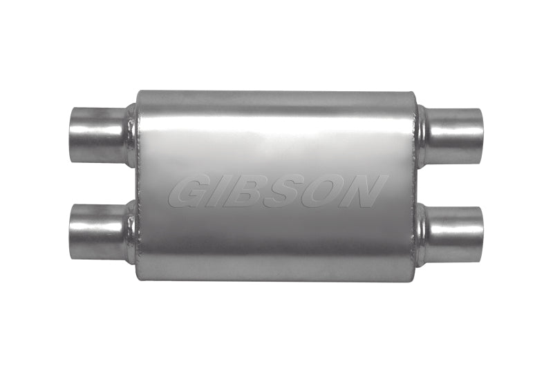 Gibson BM0111 - MWA Superflow Dual/Dual Oval Muffler4x9x14in/2.5in Inlet/2.5in OutletStainless