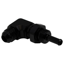 Load image into Gallery viewer, DeatschWerks 6-02-0713-B FITS 8AN Male Flare to 5/16in Male Barb Bulkhead Adapter 90-DegreeAnodized Matte Black