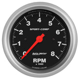 AutoMeter 3991 - Autometer Sport-Comp 3-3/8 inch 8000 RPM Electronic In Dash Tach