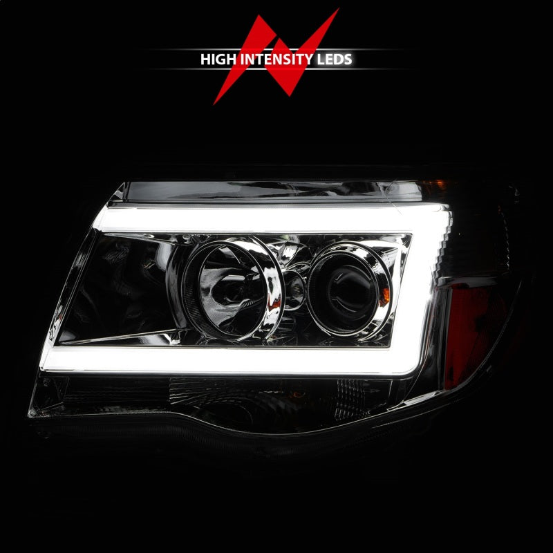 ANZO 111518 -  FITS: 2005-2011 Toyota Tacoma Projector Headlights w/ Light Bar Chrome Housing