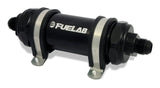 Fuelab 82802-1 - 828 In-Line Fuel Filter Long -8AN In/Out 10 Micron Fabric Black