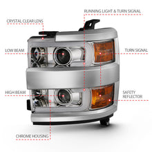 Load image into Gallery viewer, ANZO 111360 FITS: 2015-2016 Chevrolet Silverado Projector Headlights w/ Plank Style Design Chrome w/ Amber