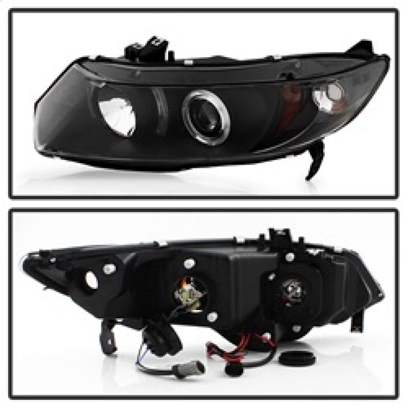 SPYDER 5010780 - Spyder Honda Civic 06-08 2Dr Projector Headlights LED Halo Black High H1 Low H1 PRO-YD-HC06-2D-HL-BK