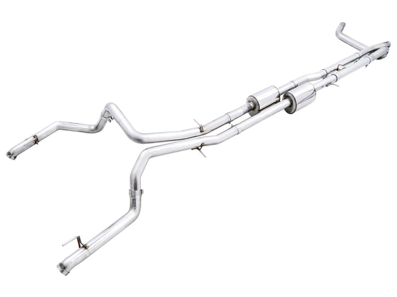 AWE Tuning 3015-31972 FITS 22-23 GMC Sierra 1500 AT4X 6.2L 0FG Catback Split Dual (Flat Bumper) - Bashguard(No Tips)