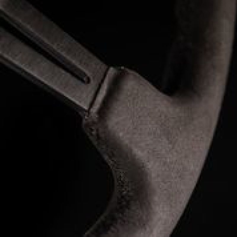 NRG Reinforced Steering Wheel (350mm / 3in. Deep) Black Leather w/ Alcantara Stitching - free shipping - Fastmodz