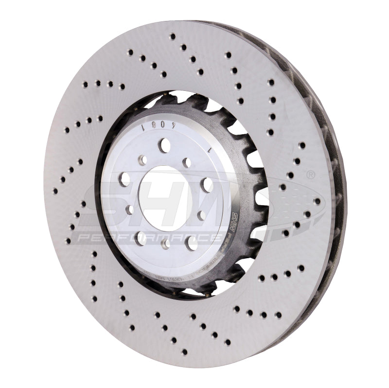 SHW Performance BFR48161 -  -SHW 13-16 BMW M5 4.4L Right Front Cross-Drilled Lightweight Brake Rotor