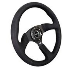 Load image into Gallery viewer, NRG Reinforced Steering Wheel (350mm / 2.5in. Deep)Blk Alcantara Comfort Grip w/4mm Matte Blk Spokes - free shipping - Fastmodz