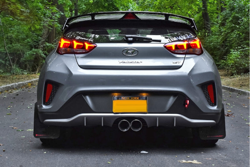 Rally Armor MF58-UR-BLK/RD FITS: 2019+ Hyundai Veloster Turbo R-Spec UR Black Mud Flap w/ Red Logo