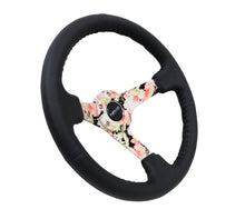 Load image into Gallery viewer, NRG RST-036FL-R - Reinforced Steering Wheel (350mm / 3in. Deep) Blk Leather Floral Dipped w/ Blk Baseball Stitch
