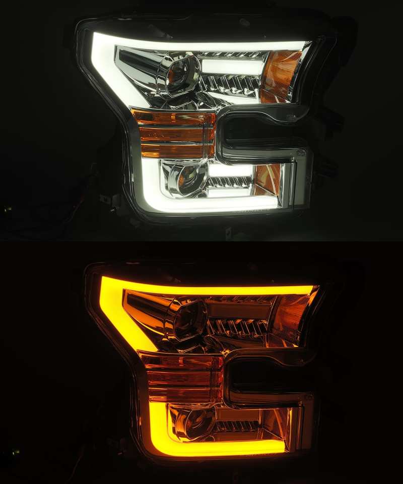 AlphaRex 880157 FITS 15-17 Ford F-150 PRO-Series Projector Headlights Plank Style Chrm w/Activ Light/Seq Signal