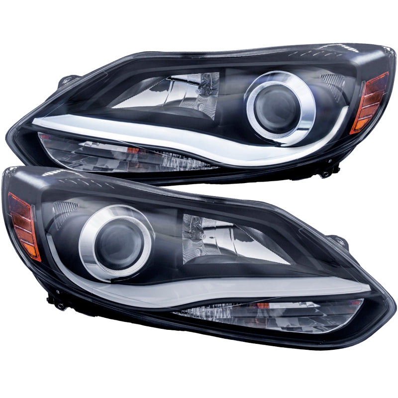 ANZO - [product_sku] - ANZO 2012-2014 Ford Focus Projector Headlights w/ Plank Style Design Black - Fastmodz