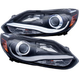 ANZO 121490 FITS: 2012-2014 Ford Focus Projector Headlights w/ Plank Style Design Black