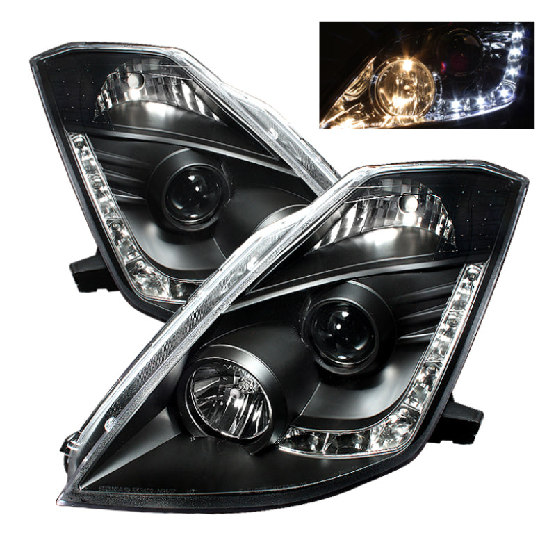 SPYDER 5032225 - Spyder Nissan 350Z 03-05 Projector Headlights Xenon DRL Blk High H1 Lw D2R PRO-YD-N350Z02-HID-DRL-BK