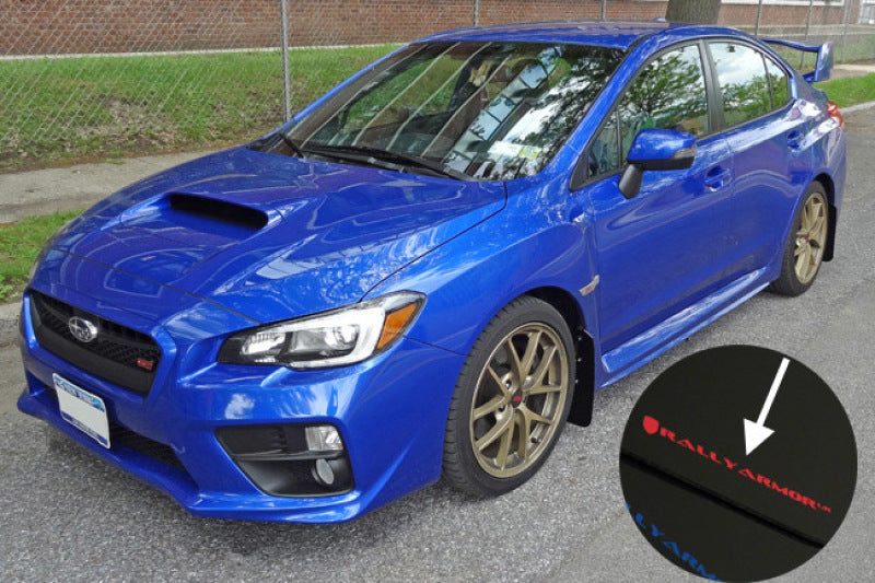 Rally Armor MF32-UR-BL/WH FITS: 15-18 Subaru WRX/STi Sedan UR Blue Mud Flap w/ White Logo