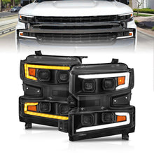 Load image into Gallery viewer, ANZO 111566-L FITS 111566-L FITS 19-22 Chevrolet Silverado 1500 LED Proj HL w/Lgt Bar SwBk Seq. Blk w/In. LightDriver Side ON