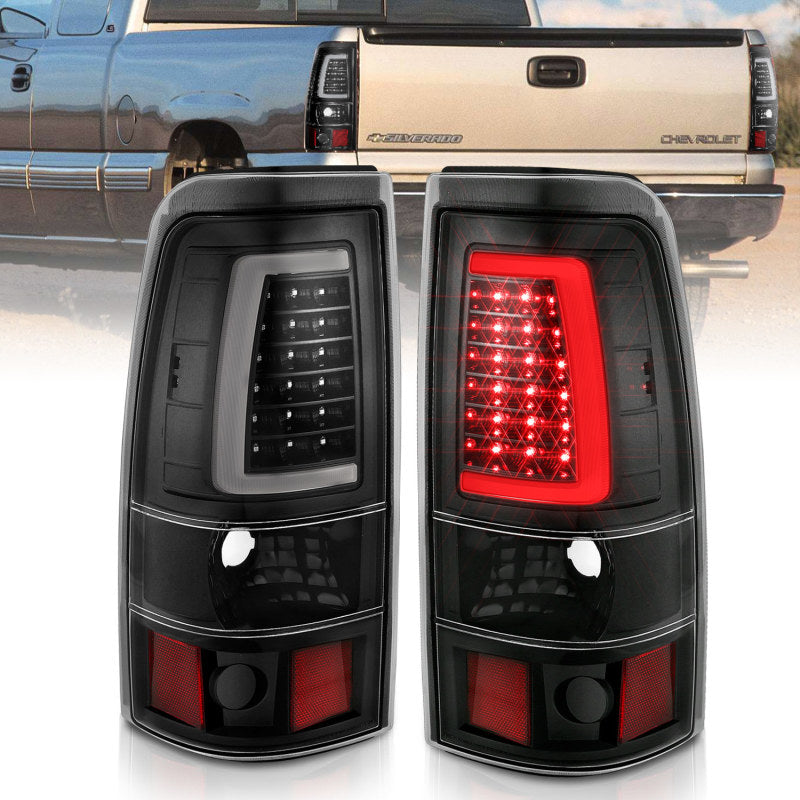 ANZO 311330 -  FITS: 1999-2002 Chevy Silverado 1500 LED Taillights Plank Style Black w/Clear Lens