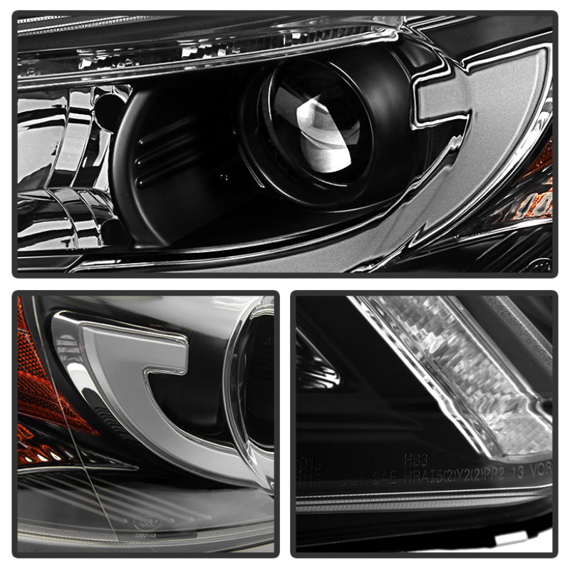 SPYDER 5080530 - Spyder Honda Accord 2013-2015 4DR Projector Headlights Light Bar DRL Black PRO-YD-HA13-LBDRL-BK