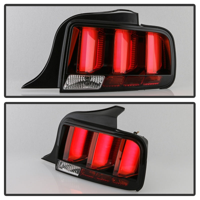 SPYDER 5086716 - Spyder 05-09 Ford Mustang (Red Light Bar) LED Tail LightsBlack ALT-YD-FM05V3-RBLED-BK