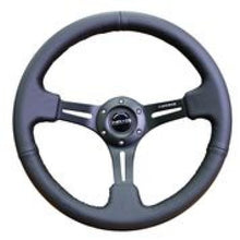 Load image into Gallery viewer, NRG Reinforced Steering Wheel (350mm / 3in. Deep) Black Leather w/ Black Stitching - free shipping - Fastmodz