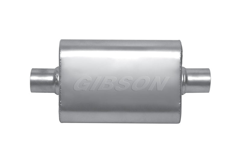 Gibson BM0108 - MWA Superflow Center/Center Oval Muffler 4x9x14in/3in Inlet/3in Outlet Stainless