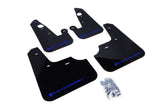 Rally Armor MF8-UR-BLK/BL FITS: 2007+ Mitsubishi Lancer (doesnt fit Sportback) UR Black Mud Flap w/ Blue Logo