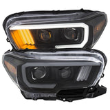 ANZO 111379 FITS: 2016-2017 Toyota Tacoma Projector Headlights w/ Plank Style Design Black/Amber w/ DRL