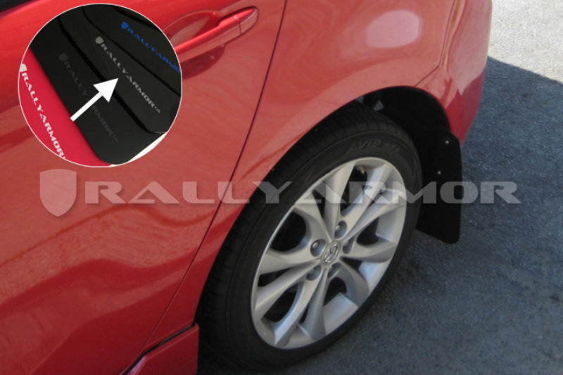 Rally Armor MF17-UR-BLK/SIL FITS: 2010+ Mazda3/Speed3 UR Black Mud Flap w/ Silver Logo