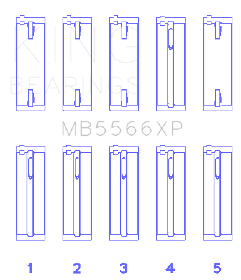 King Engine Bearings MB5566XP0.25 - Audi A4 1.8L AEB (Size +.25 Oversized) Performance Main Bearing Set