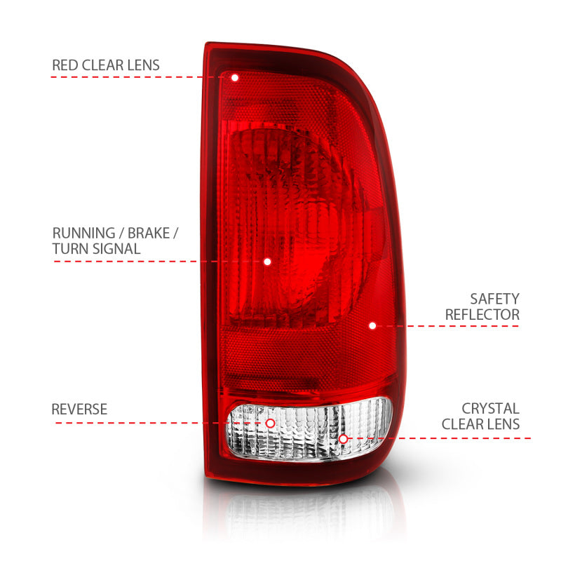 ANZO 311307 -  FITS: 1997-2003 Ford F-150 Taillight Red/Clear Lens (OE Replacement)