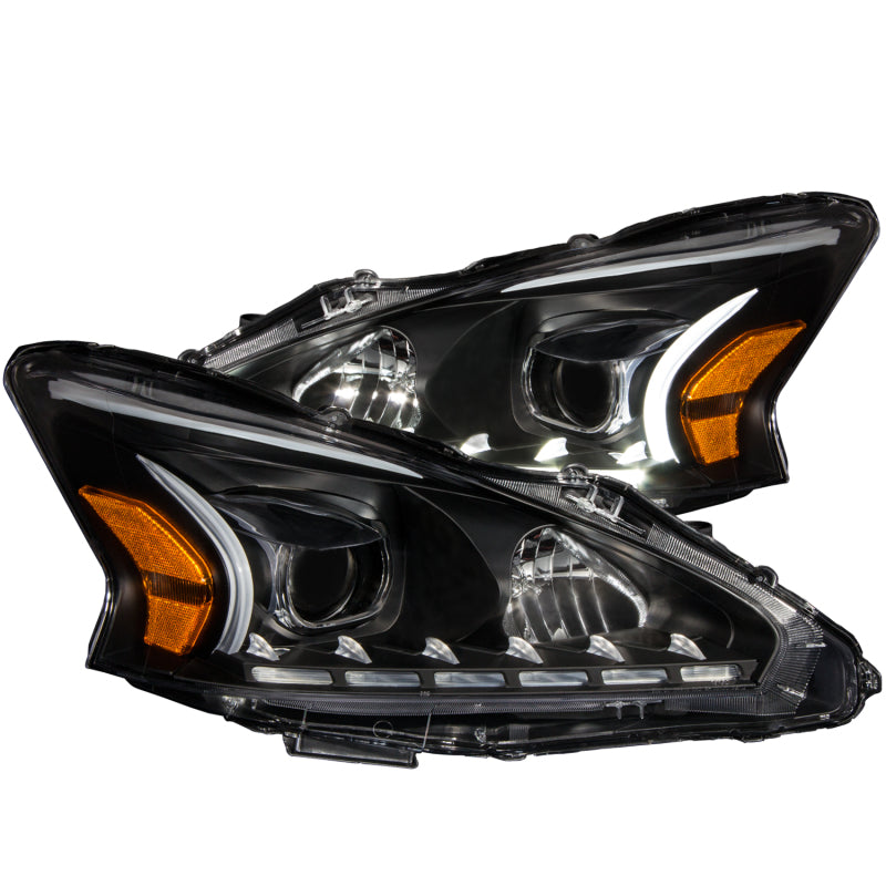 ANZO - [product_sku] - ANZO 2013-2014 Nissan Altima Projector Headlights w/ Plank Style Design Black - Fastmodz