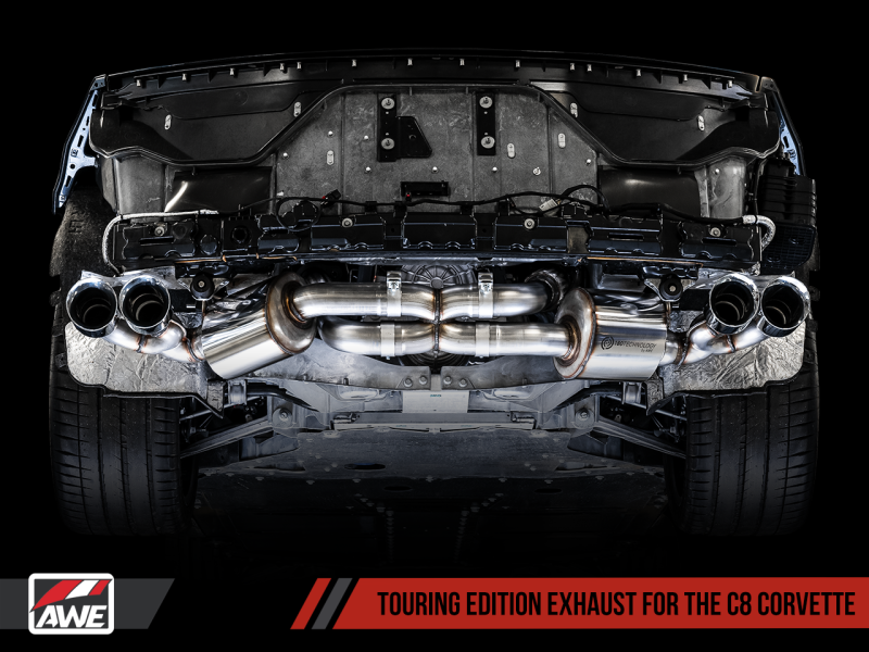 AWE Tuning 3015-42151 FITS 2020 Chevrolet Corvette (C8) Touring Edition Exhaust - Quad Chrome Silver Tips